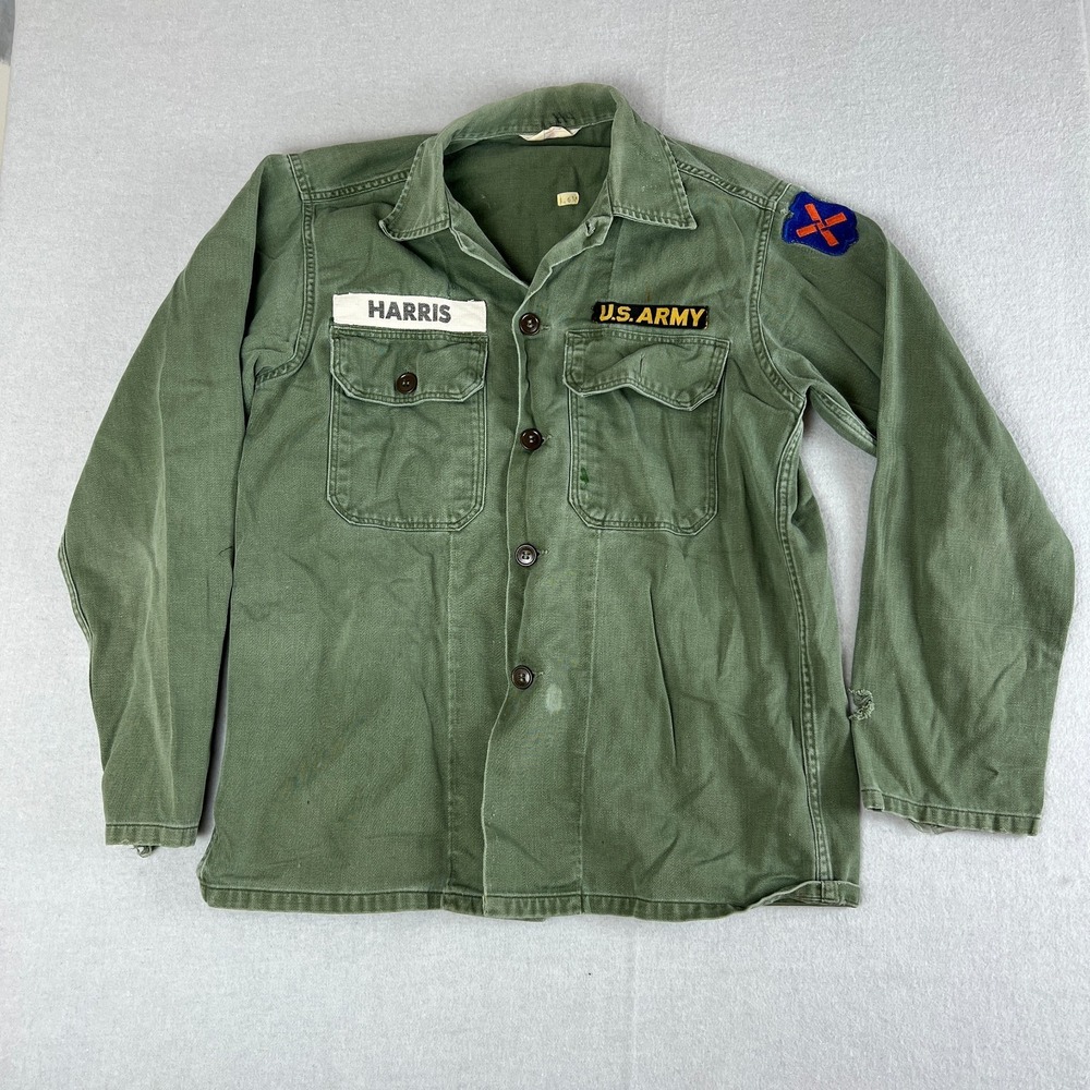 VTG 1960s OG-107 US Army XII Corps Green Fruit of The Loom Sanforized Shirt